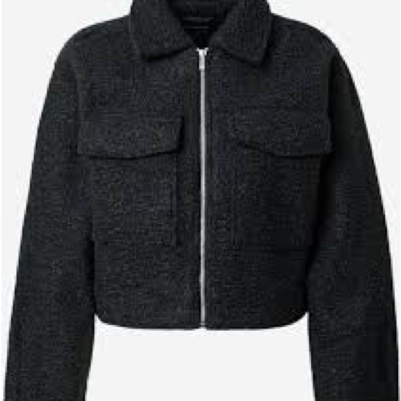 CI SONO Charcoal Cropped Bouclé Bomber Jacket XL - Picture 2 of 7
